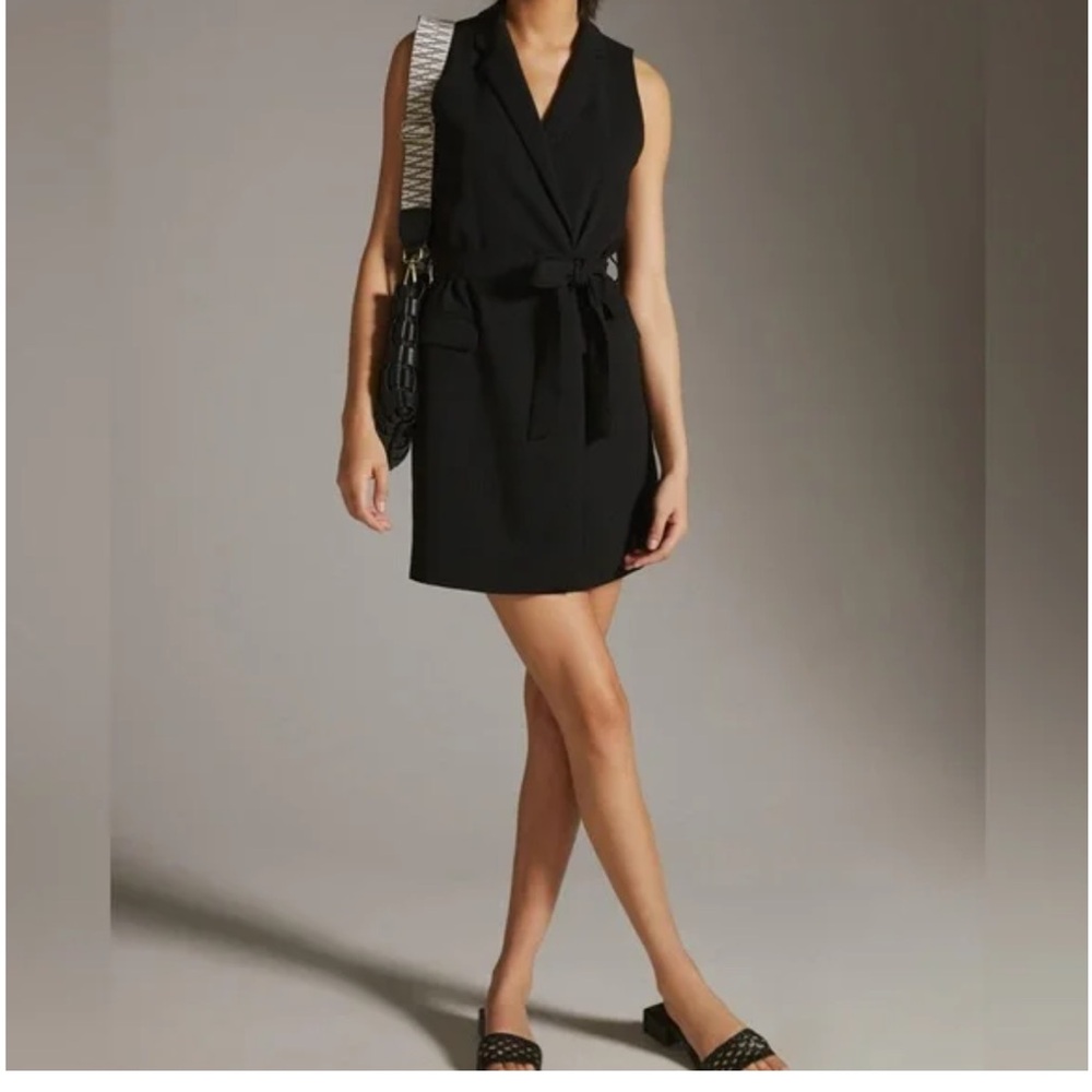 Anthropologie Sleeveless Vest Black Wrap Dress, Size M